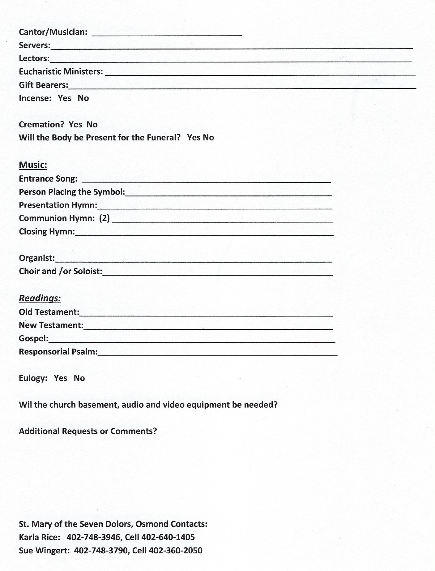 Printable Funeral Pre Planning Worksheet 2023 Calendar Printable